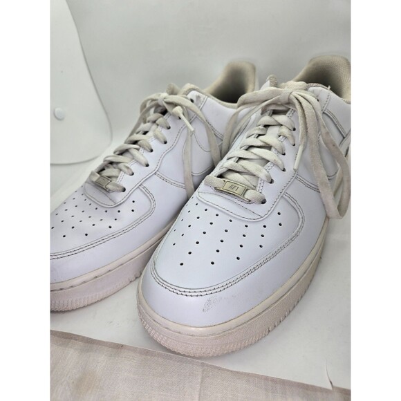 Nike Air Force 1 Low \'07 Shoes Men\'s 13 Triple White Leather Athletic Sneakers main image 8